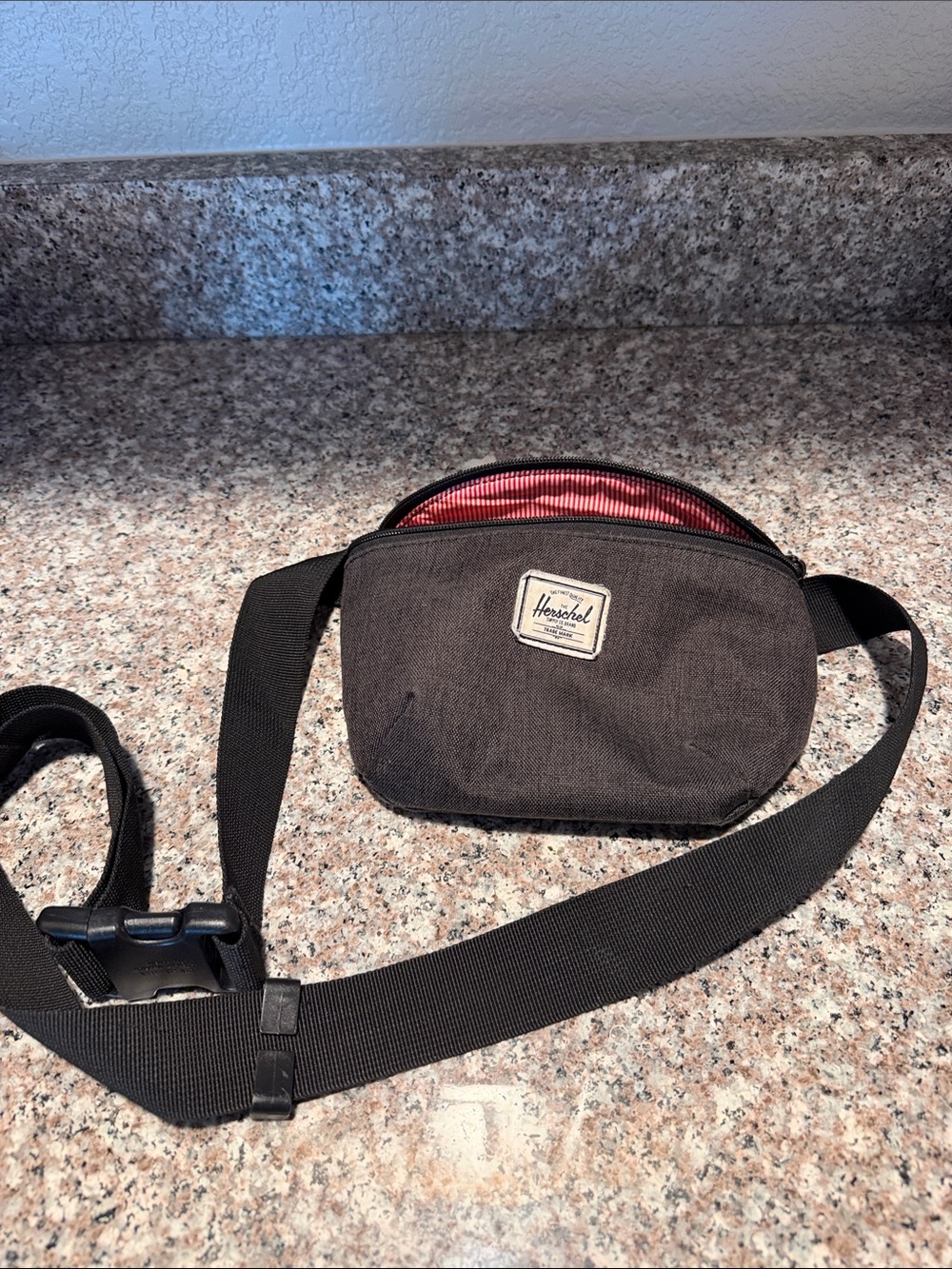 Herschel Supply Company Black Waist Bag with Red Interior